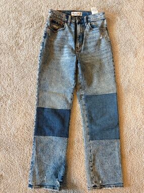 Abercrombie & Fitch the ankle straight ultra high rise two tone jeans size 26